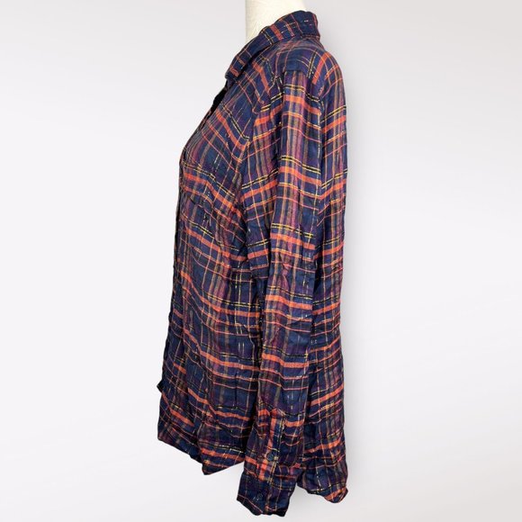 Lucky Brand Plaid Button Down Shirt - Navy and Red - Picture 6 of 15